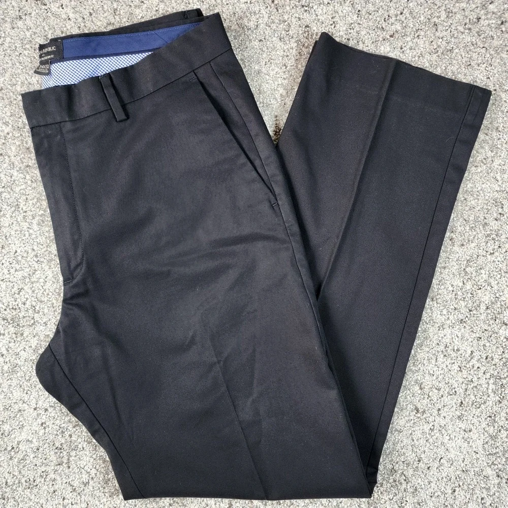Banana Republic Chino Dress Pants Mens 34x32 Slim Fit Non-Iron Black Excellent